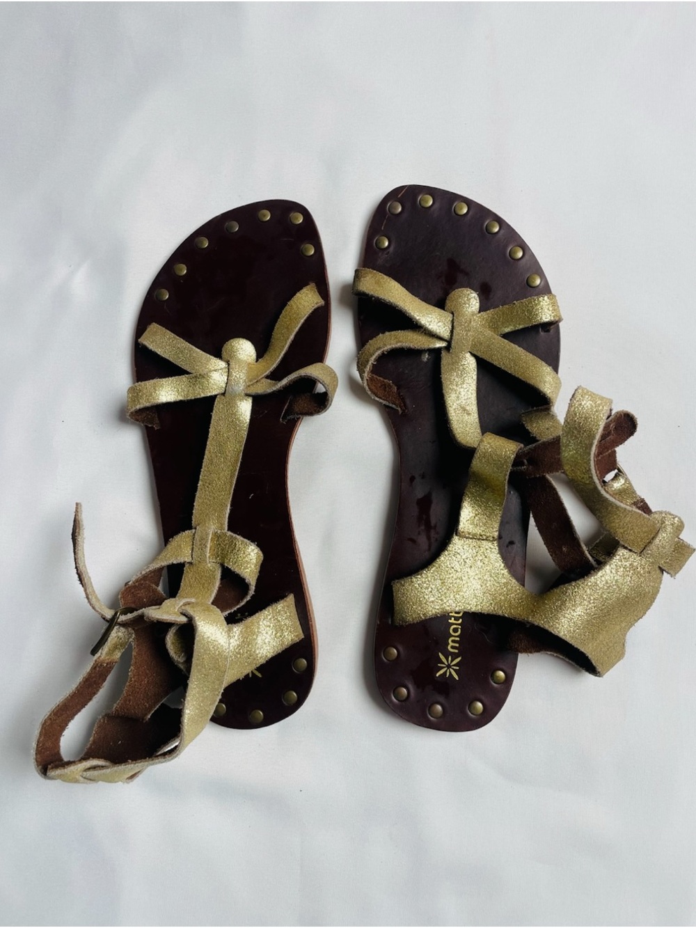 Matt Bernson Metallic Gold Strappy Gladiator Sandals